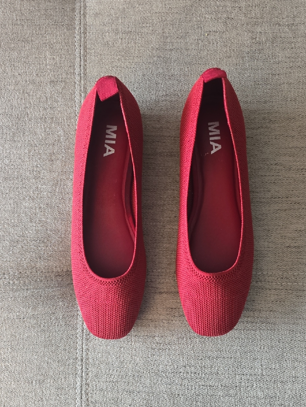 MIA Women's Red Knit Slip-On Ballet Flats